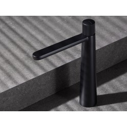 MONOMANDO DE LAVABO ALTO DEDAL PLISSÉ NEGRO MATE