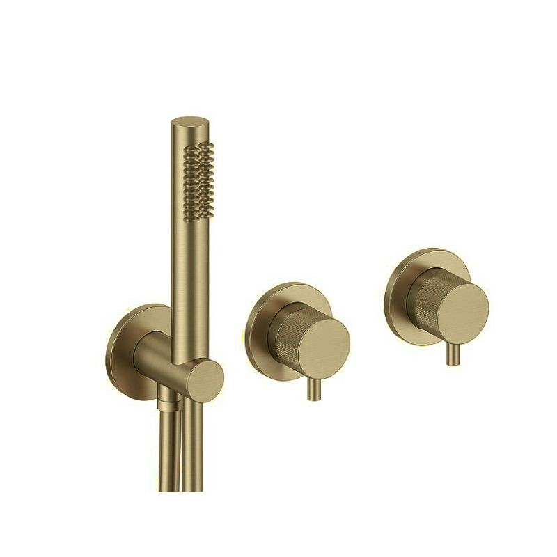 GRIFERÍA MONOMANDO EMPOTRADA DE DUCHA FLEXO SILICONA LOOP K 2 VÍAS ORO CEPILLADO GRIFERÍA MONOMANDO EMPOTRADA DE DUCHA FLEXO SILICONA LOOP K 2 VÍAS ORO CEPILLADO