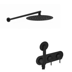 KIT GRÍFERIA MONOMANDO OVAL DE DUCHA DEDAL PIN NEGRO MATE