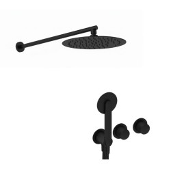 KIT GRÍFERIA MONOMANDO DE DUCHA DEDAL PLISSÉ NEGRO MATE