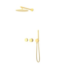 KIT GRÍFERIA TERMOSTÁTICA DE DUCHA 2 SALIDAS INCOOL ORO CEPILLADO PVD
