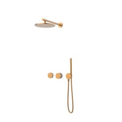 KIT GRÍFERIA TERMOSTÁTICA DE DUCHA 2 SALIDAS INCOOL COBRE PVD