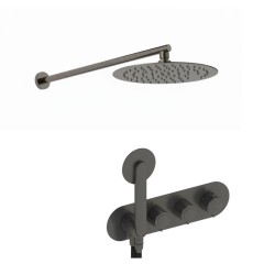 KIT GRÍFERIA TERMOSTÁTICA OVAL DE DUCHA DEDAL PIN ORO RAW METAL