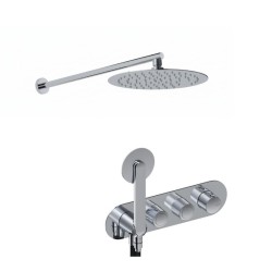 KIT GRÍFERIA TERMOSTÁTICA OVAL DE DUCHA DEDAL PLISSÉ CROMO