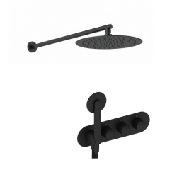 KIT GRÍFERIA TERMOSTÁTICA OVAL DE DUCHA DEDAL NEGRO MATE