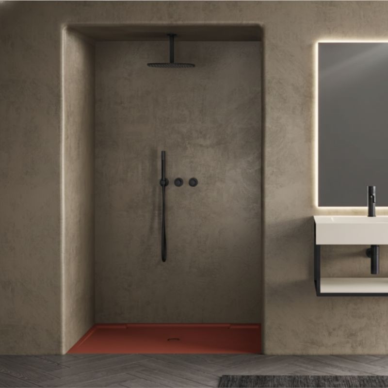 plato ducha line y kromat liso cotta 140x90