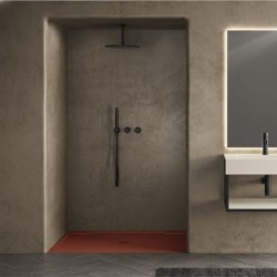 plato ducha line y kromat liso cotta 160x80