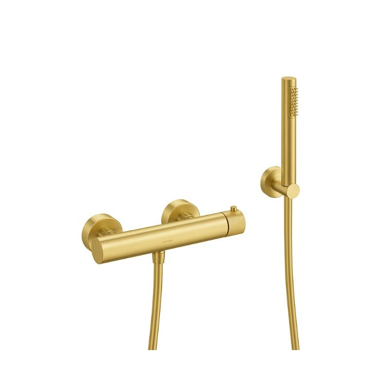 KIT GRIFERÍA MONOMANDO EMPOTRADA DE DUCHA FLEXO SILICONA LOOP K ORO CEPILLADO