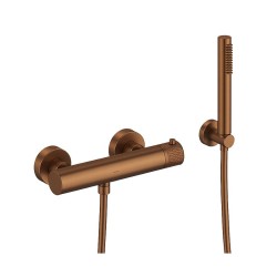 KIT GRIFERÍA MONOMANDO EMPOTRADA DE DUCHA FLEXO SILICONA LOOP K ORO ROSA CEPILLADO