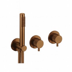 GRIFERÍA MONOMANDO EMPOTRADA DE DUCHA FLEXO SILICONA LOOP K 2 VÍAS ORO ROSA CEPILLADO