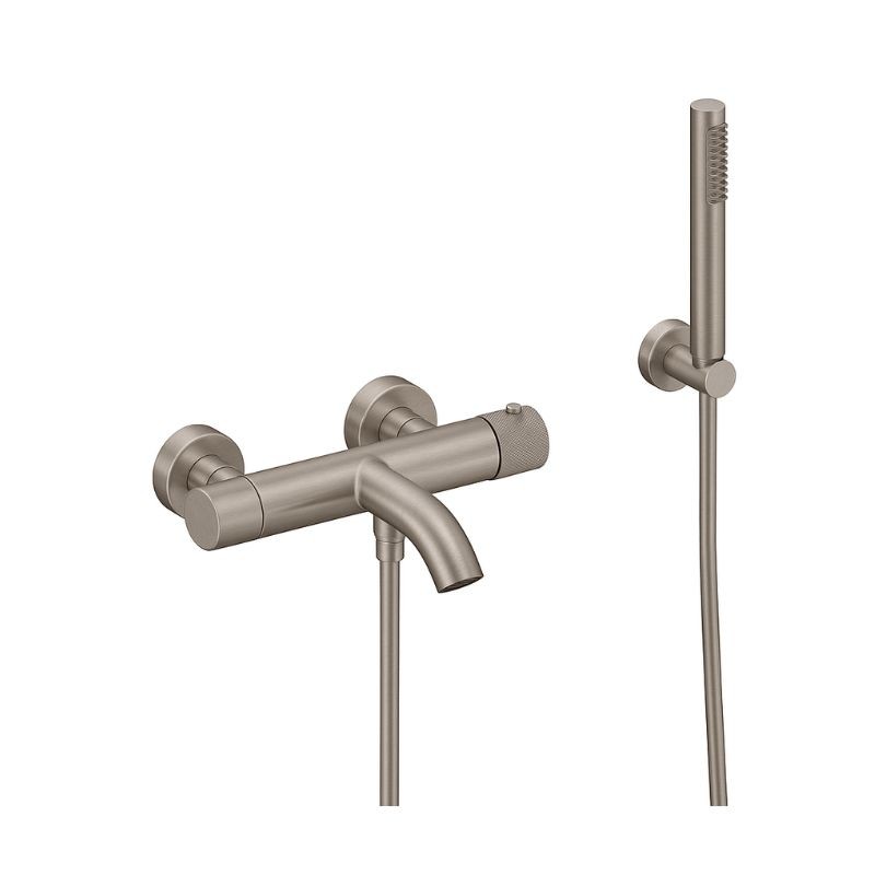 KIT GRIFERÍA TERMOSTÁTICA EMPOTRADA DE BAÑERA CON FLEXO SILICONA LOOP K NIQUEL CEPILLADO