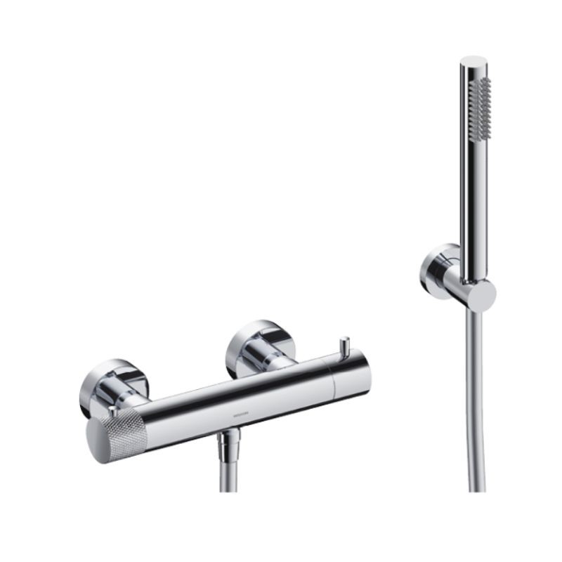 KIT GRIFERÍA TERMOSTÁTICA EMPOTRADA DE DUCHA LOOP K ORO ROSA CEPILLLADO