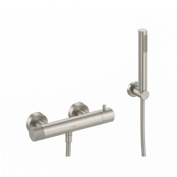 KIT GRIFERÍA TERMOSTÁTICA EMPOTRADA DE DUCHA CON FLEXO SILICONA LOOP K ORO ROSA CEPILLLADO