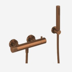 KIT GRIFERÍA TERMOSTÁTICA EMPOTRADA DE DUCHA LOOP K ORO ROSA CEPILLLADO