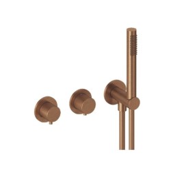 GRIFERÍA TERMOSTÁTICA PARA MURAL DUCHA HORIZONTAL 2-3 VÍAS LOOP K ORO ROSA CEPILLADO