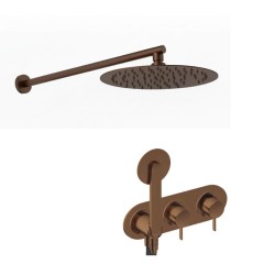 KIT GRIFERÍA MONOMANDO OVAL DE DUCHA DEDAL PIN ORO ROSA CEPILLADO