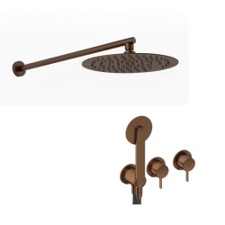 KIT GRIFERÍA MONOMANDO DE DUCHA DEDAL PIN ORO ROSA CEPILLADO