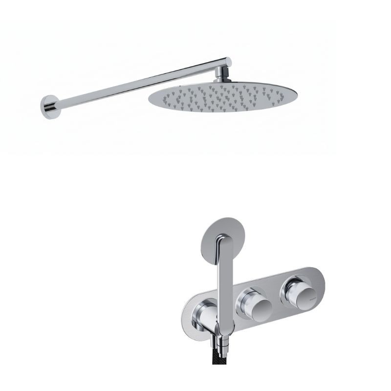 KIT GRIFERÍA MONOMANDO OVAL DE DUCHA DEDAL PLISSÉ CROMO