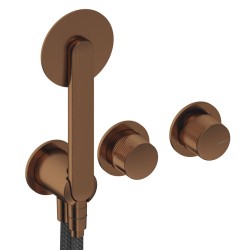 GRIFERÍA MONOMANDO DE DUCHA DEDAL PLISSÉ ORO ROSA CEPILLADO