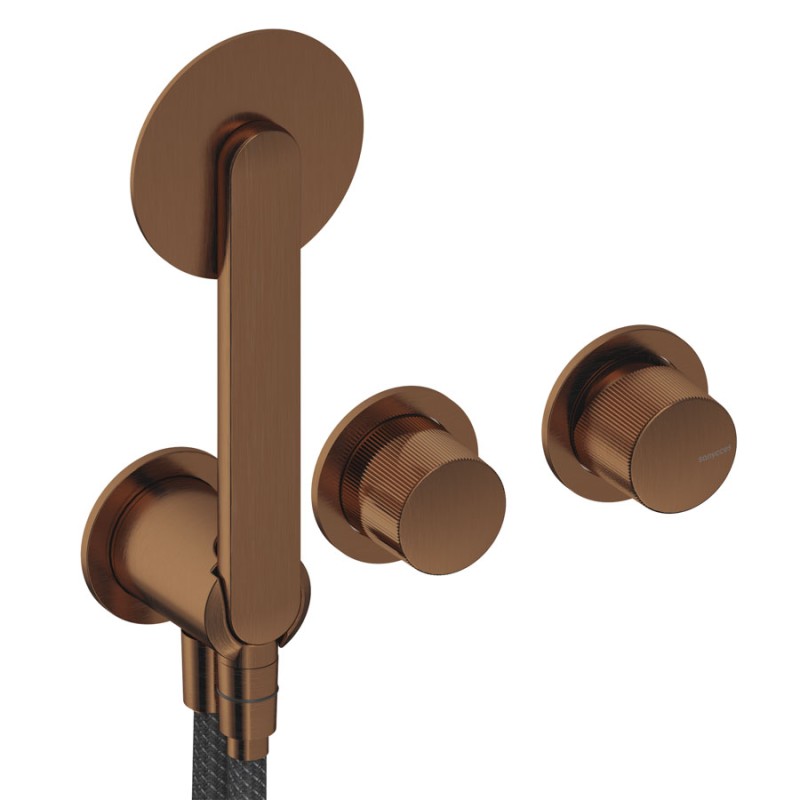 GRIFERÍA MONOMANDO DE DUCHA DEDAL PLISSÉ ORO ROSA CEPILLADO