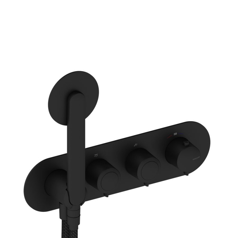 GRIFERÍA TERMOSTÁTICA OVAL DE DUCHA DEDAL PIN NEGRO MATE