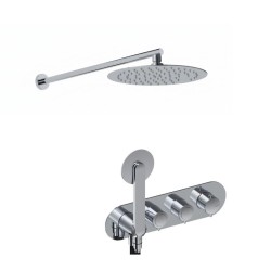 KIT GRIFERÍA TERMOSTÁTICA OVAL DE DUCHA DEDAL PIN CROMO