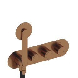 GRIFERÍA TERMOSTÁTICA OVAL DE DUCHA DEDAL PIN ORO ROSA CEPILLADO