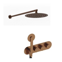 KIT GRIFERÍA TERMOSTÁTICA OVAL DE DUCHA DEDAL PIN ORO ROSA CEPILLADO