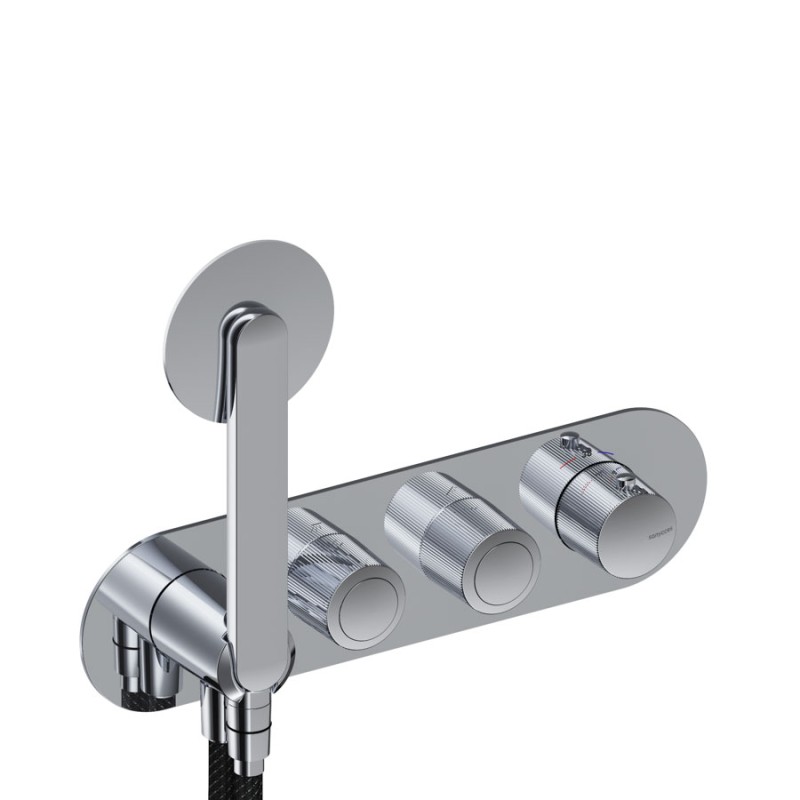 GRIFERÍA TERMOSTÁTICA OVAL DE DUCHA DEDAL PLISSÉ CROMO