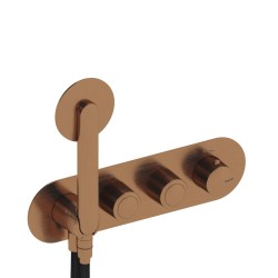 GRIFERÍA TERMOSTÁTICA OVAL DE DUCHA DEDAL PLISSÉ ORO ROSA CEPILLADO