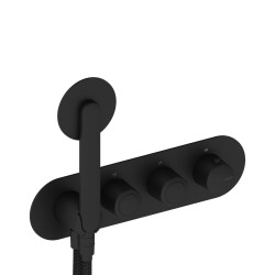 GRIFERÍA TERMOSTÁTICA OVAL DE DUCHA DEDAL NEGRO MATE