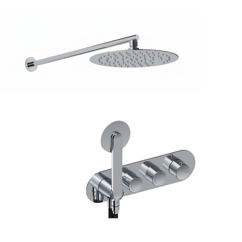 KIT GRIFERÍA TERMOSTÁTICA OVAL DE DUCHA DEDAL CROMO