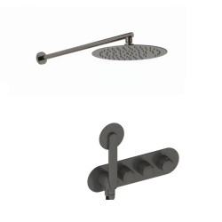 KIT GRIFERÍA TERMOSTÁTICA OVAL DE DUCHA DEDAL RAW METAL