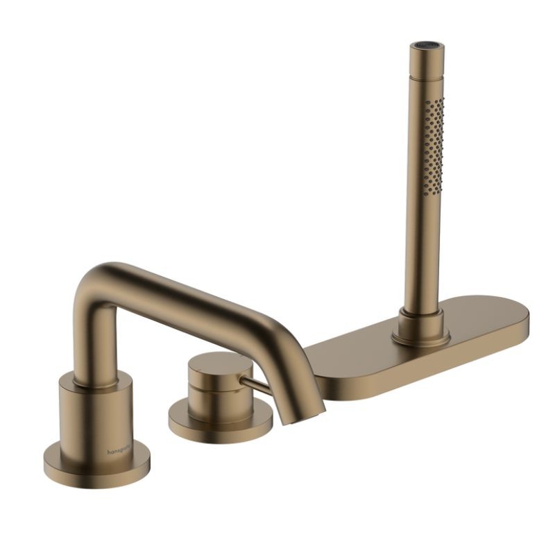 GRIFERÍA DE BAÑERA BORDE 3 AGUJEROS MONOMANDO TECTURIS S BRONCE CEPILLADO