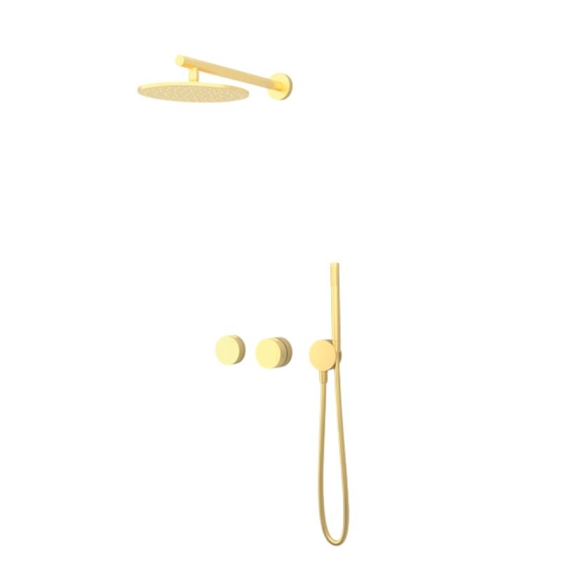 KIT GRIFERÍA TERMOSTÁTICA DE DUCHA 2 SALIDAS INCOOL ORO CEPILLADO PVD