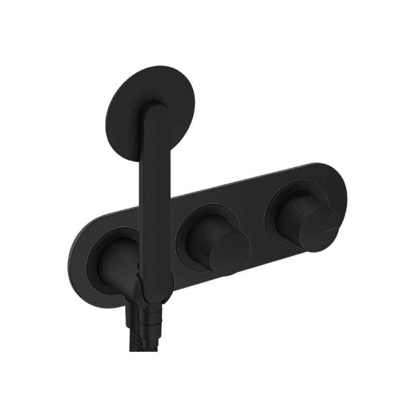 GRIFERÍA MONOMANDO OVAL DE DUCHA DEDAL PLISSÉ NEGRO MATE