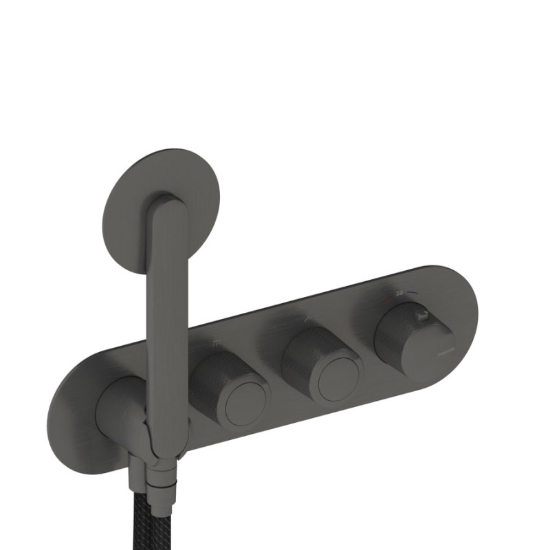 GRIFERÍA TERMOSTÁTICA OVAL DE DUCHA DEDAL RAW METAL