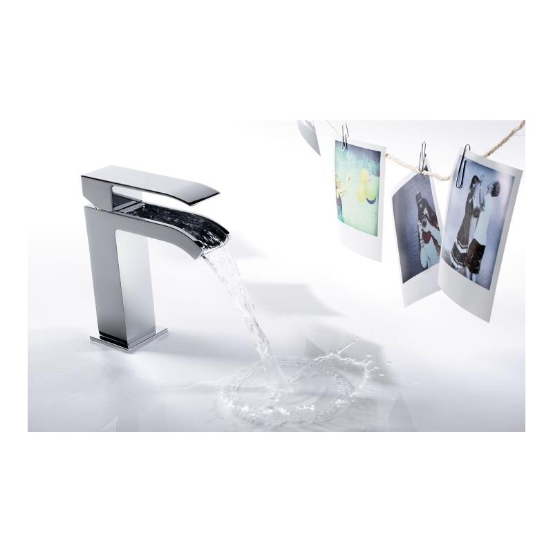 MONOMANDO DE LAVABO CASCADA LIBRE CUADRO CROMO BRILLO
