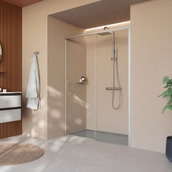 Mampara lateral Click PH de Novellini en silver y cristal transparente