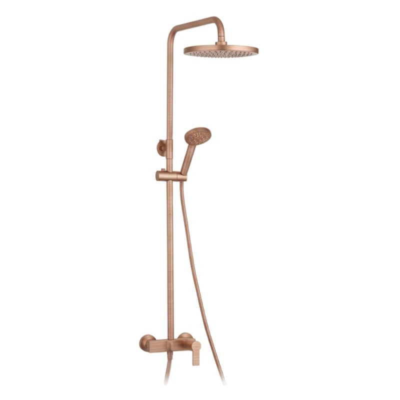 KIT COLUMNA MONOMANDO DE DUCHA TOKE ORO ROSA CEPILLADO