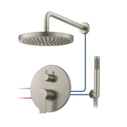 KIT GRIFERÍA MONOMANDO EMPOTRADA DE DUCHA A PARED TOKE NIQUEL CEPILLADO