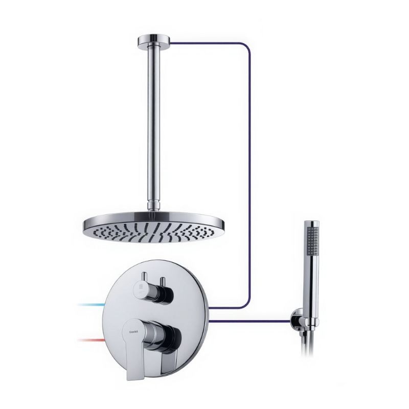 KIT GRIFERÍA MONOMANDO EMPOTRADA DE DUCHA A TECHO TOKE CROMO