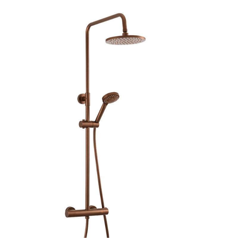 COLUMNA DE DUCHA TERMOSTÁTICA TERMIKO ORO ROSA CEPILLADO