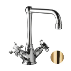 GRIFERÍA DE LAVABO CAÑO GIRATORIO 1880 LATON PULIDO