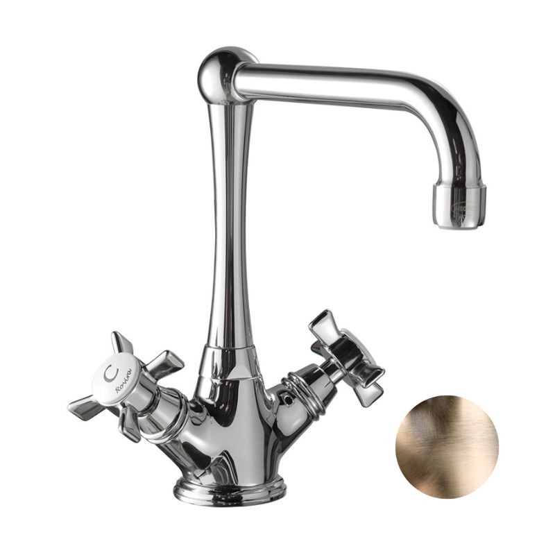 GRIFERÍA DE LAVABO CAÑO GIRATORIO 1880 BRONCE VIEJO