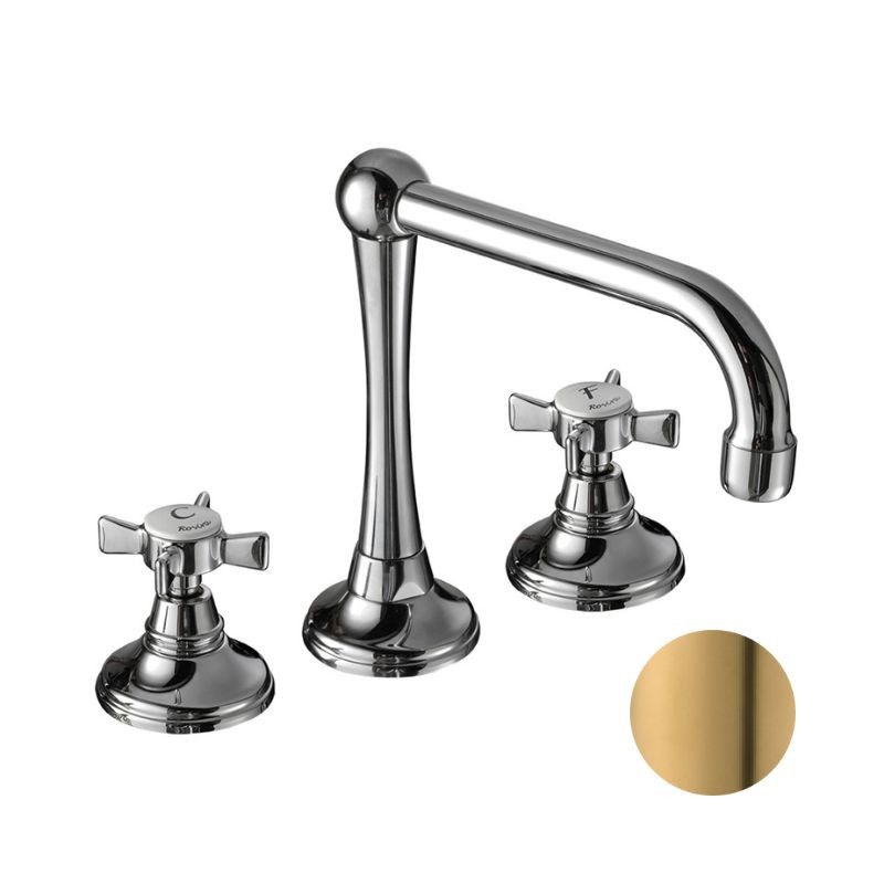 GRIFERÍA DE LAVABO CAÑO CENTRAL GIRATORIO 1880 ORO MATE PVD