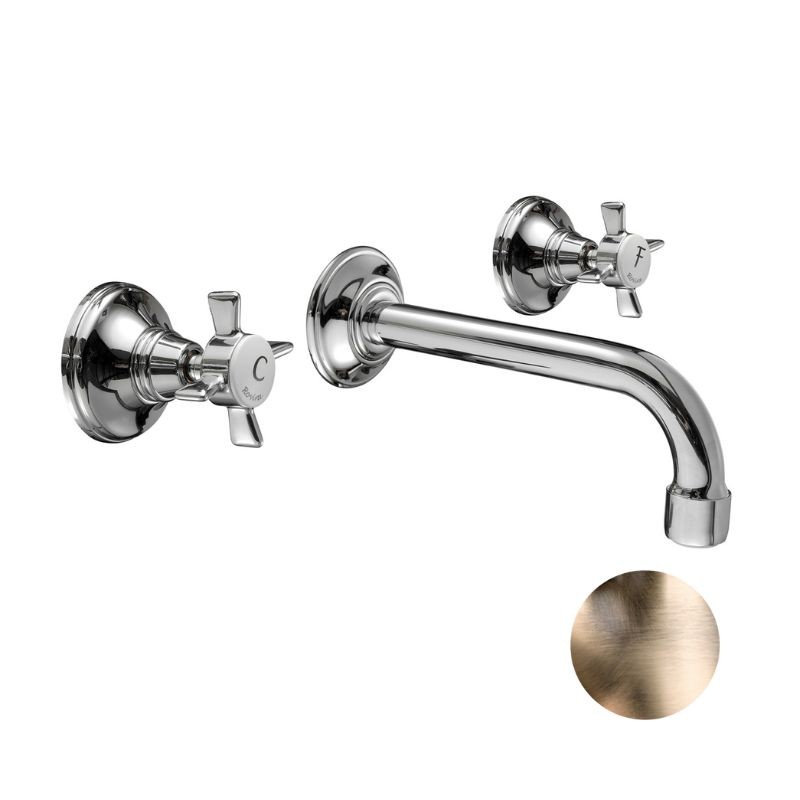 GRIFERÍA DE LAVABO EMPOTRADA CAÑO 21 CM 1880 BRONCE VIEJO