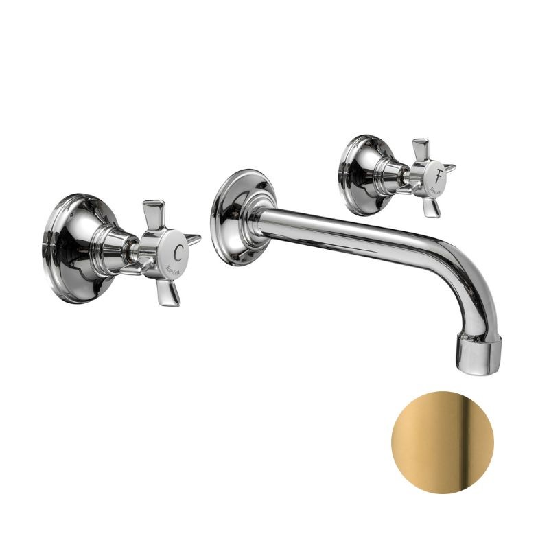 GRIFERÍA DE LAVABO EMPOTRADA CAÑO 21 CM 1880 ORO MATE PVD