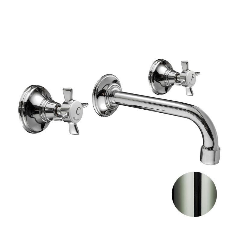 GRIFERÍA DE LAVABO EMPOTRADA CAÑO 21 CM 1880 NIQUEL BRILLO PVD