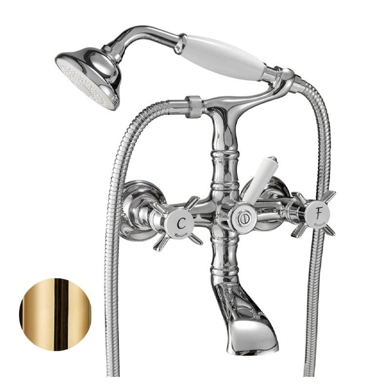 GRIFERÍA DE BAÑO CON EQUIPO BIMANDO 1880 LATON PULIDO